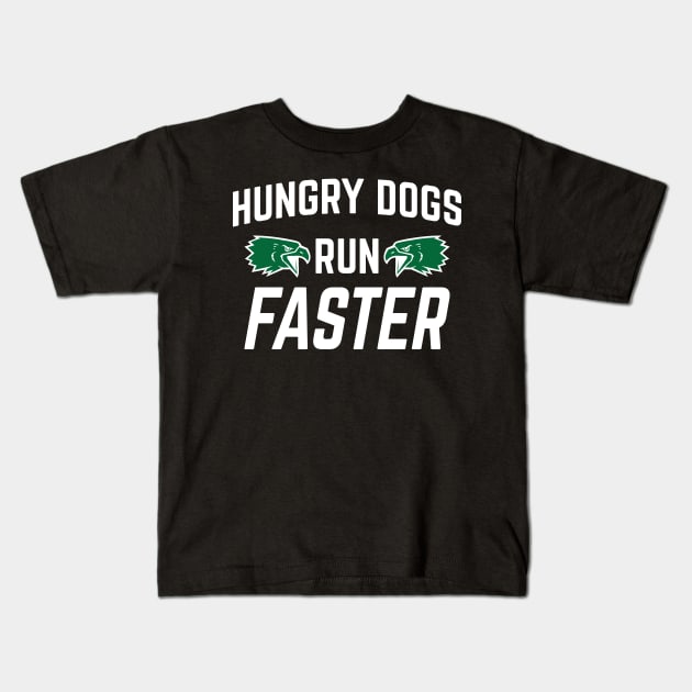 Hungry Dogs Run Faster - Retro-Vintage v3 Kids T-Shirt by Emma